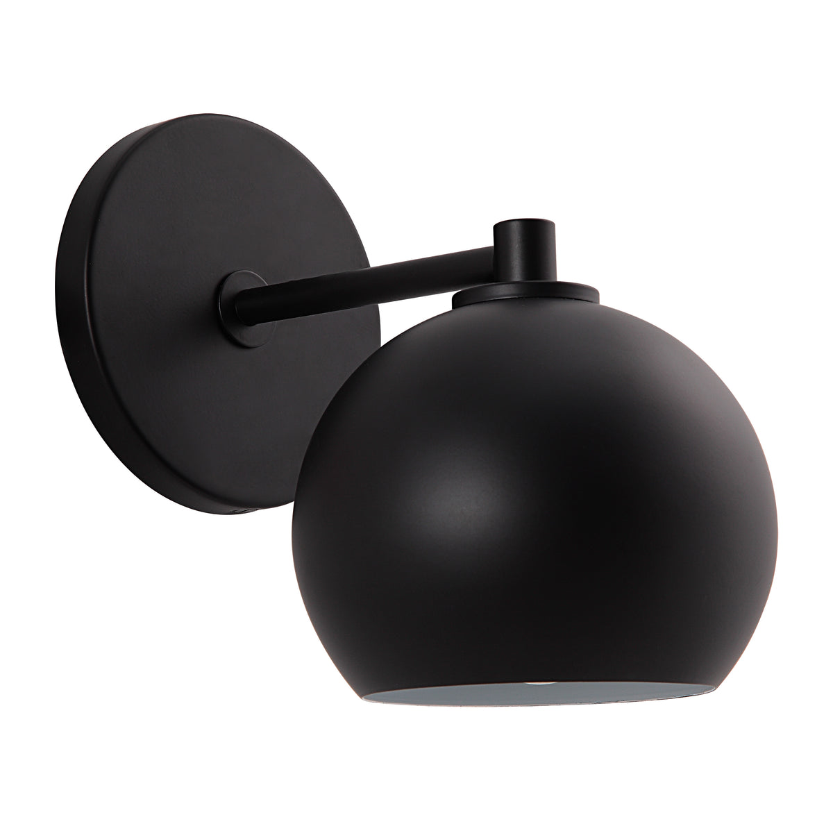 Atia Wall Sconce in matte black with a round shade and wall mount