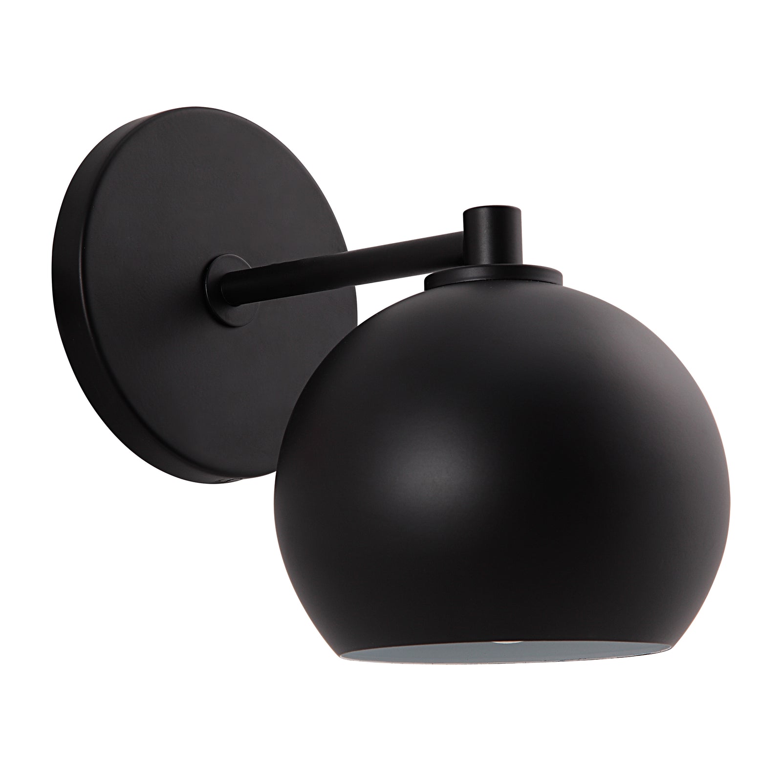 Atia Wall Sconce in matte black with a round shade and wall mount