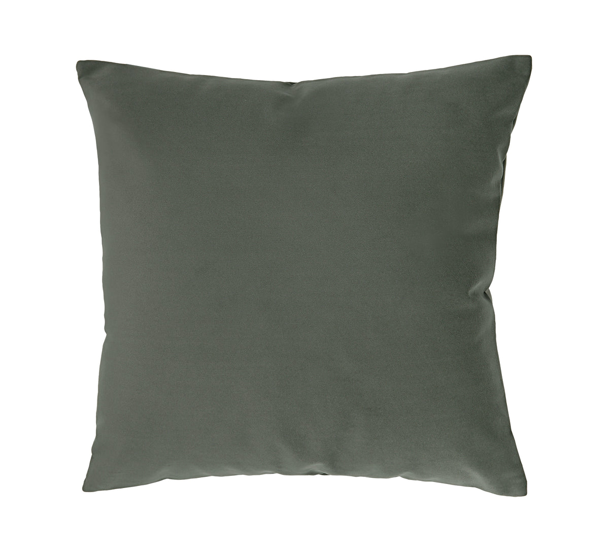 Philemon indoor pillow in dark green, soft fabric, square shape, front view.