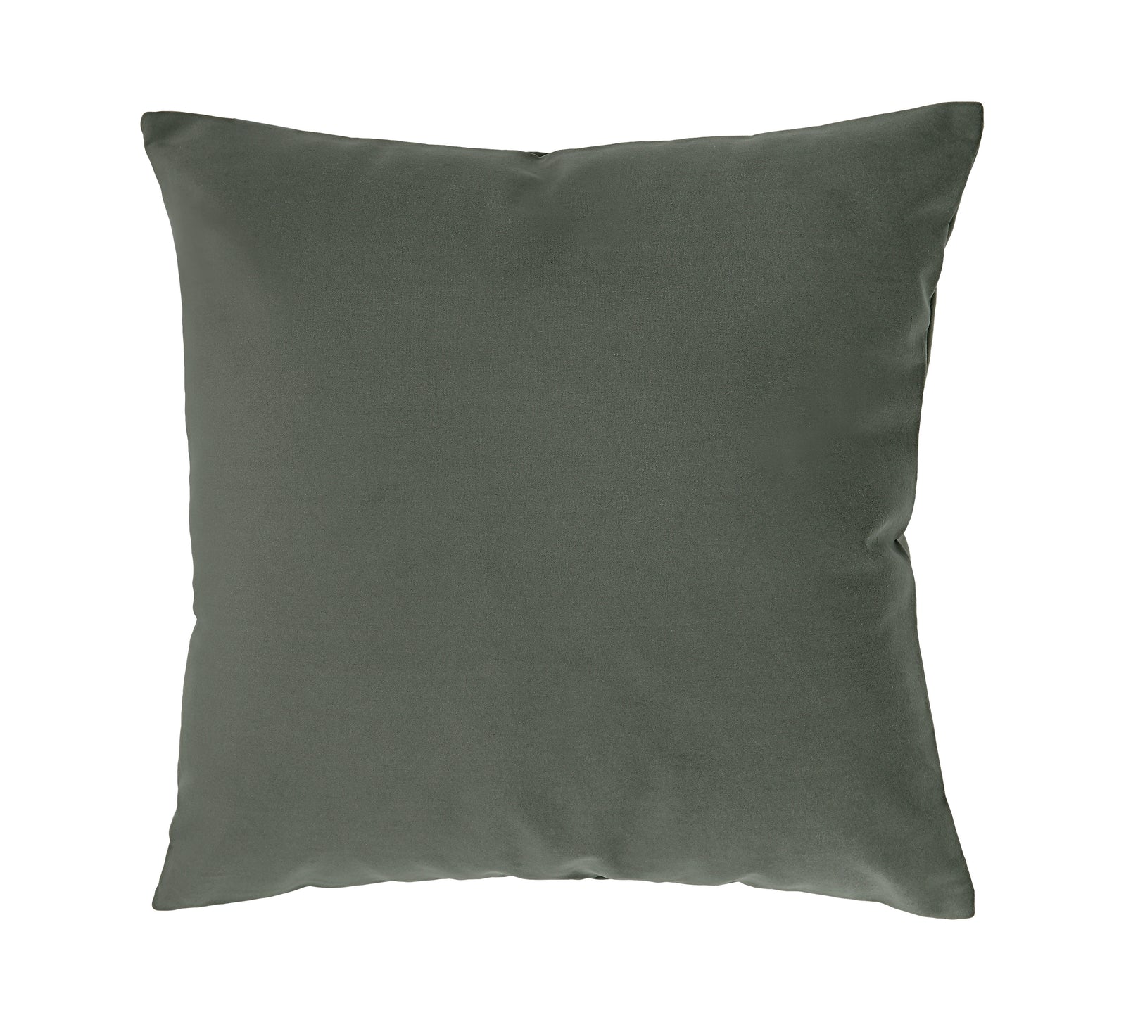 Philemon indoor pillow in dark green, soft fabric, square shape, front view.