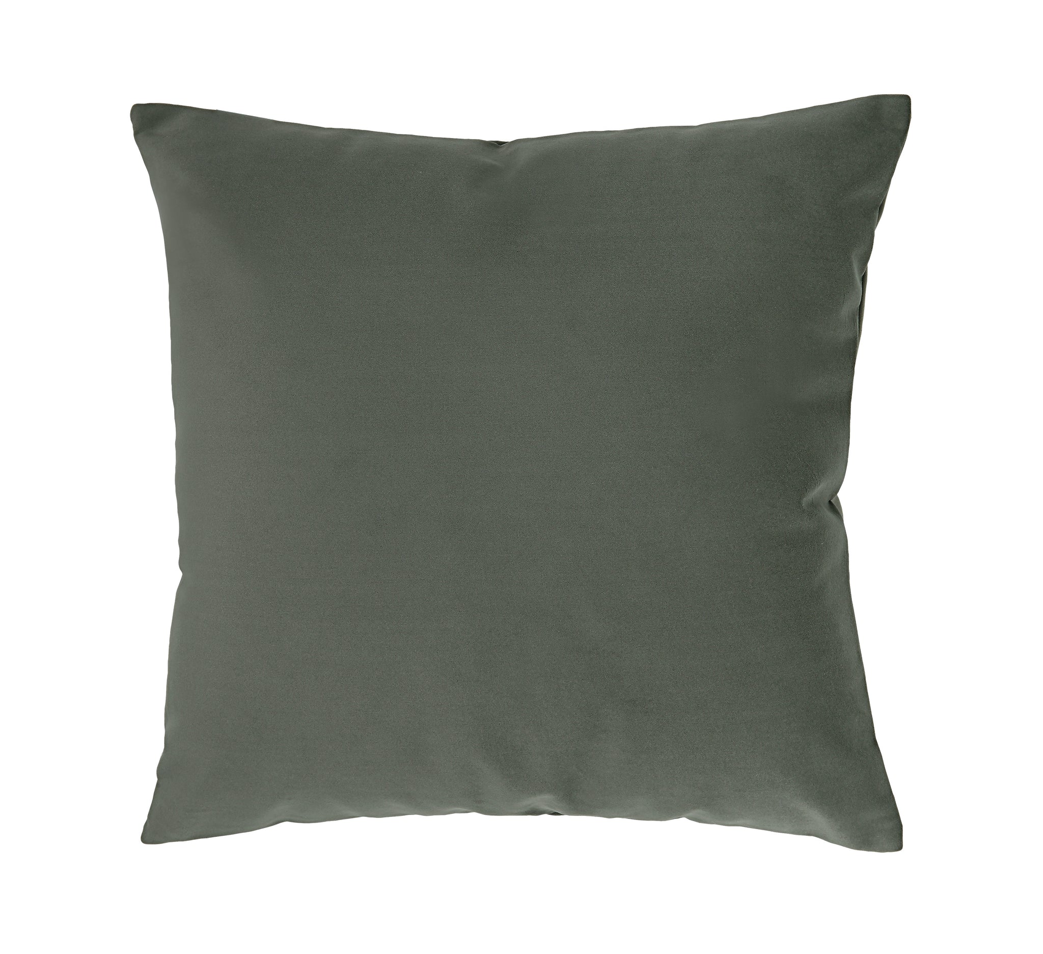 Philemon indoor pillow in dark green, soft fabric, square shape, front view.