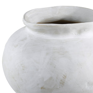 Elia vase close-up view showing the white ceramic texture and flared rim.