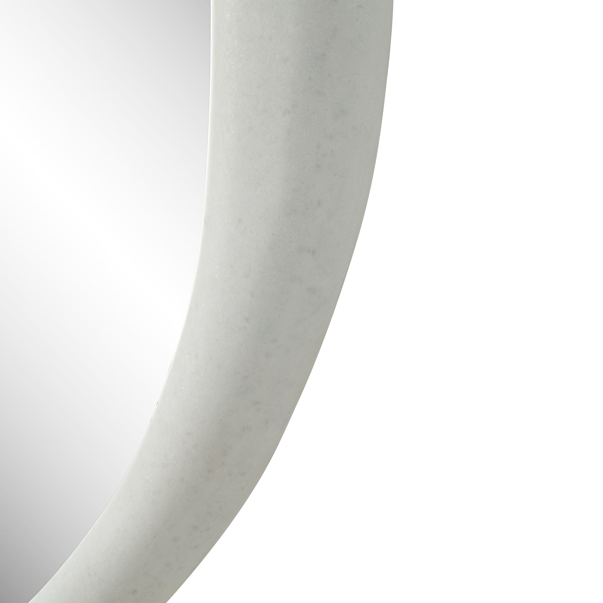 Close-up of the Folignio mirror's textured white frame