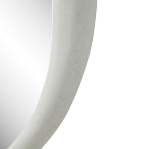 Close-up of the Folignio mirror's textured white frame