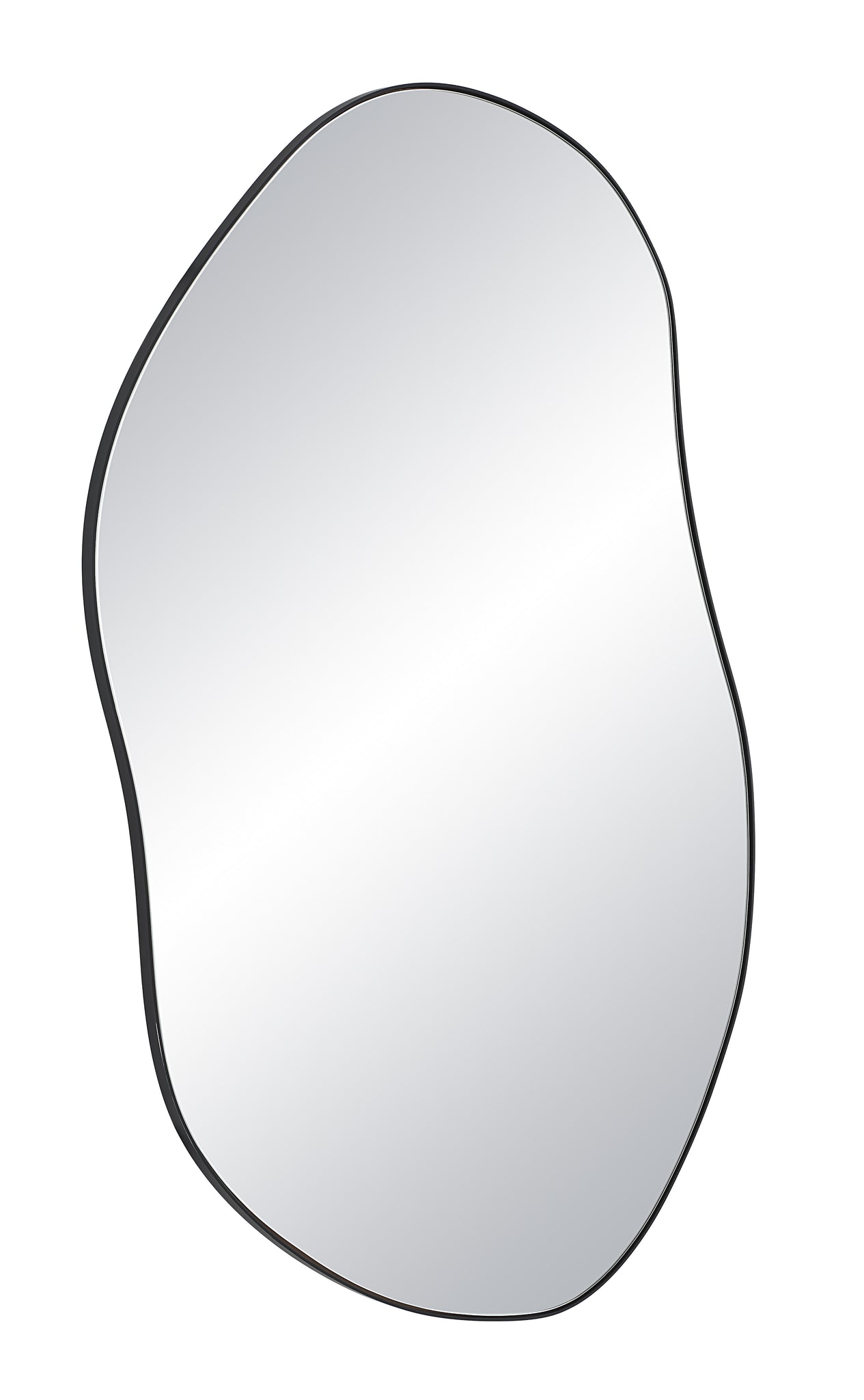 Jane Wall Mirror showcasing a unique, wavy design with a black border and reflective finish.