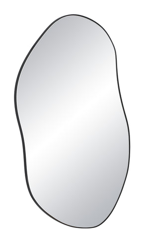 Jane Wall Mirror showcasing a unique, wavy design with a black border and reflective finish.