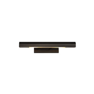 Nea wall sconce in a sleek black finish with a rectangular design and warm light accent