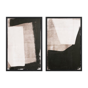 Watson wall decor featuring abstract art in black and beige tones, framed in black.