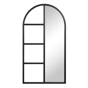 Trellis Mirror by Renwil, black frame with arched top and vertical sections.