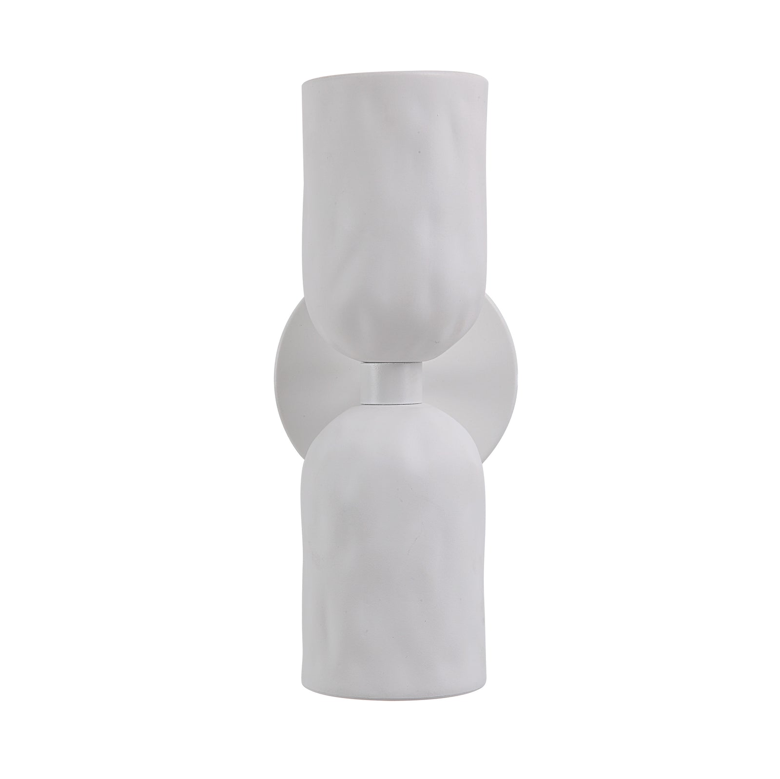 Akira Wall Sconce in white with two textured shades and round backplate