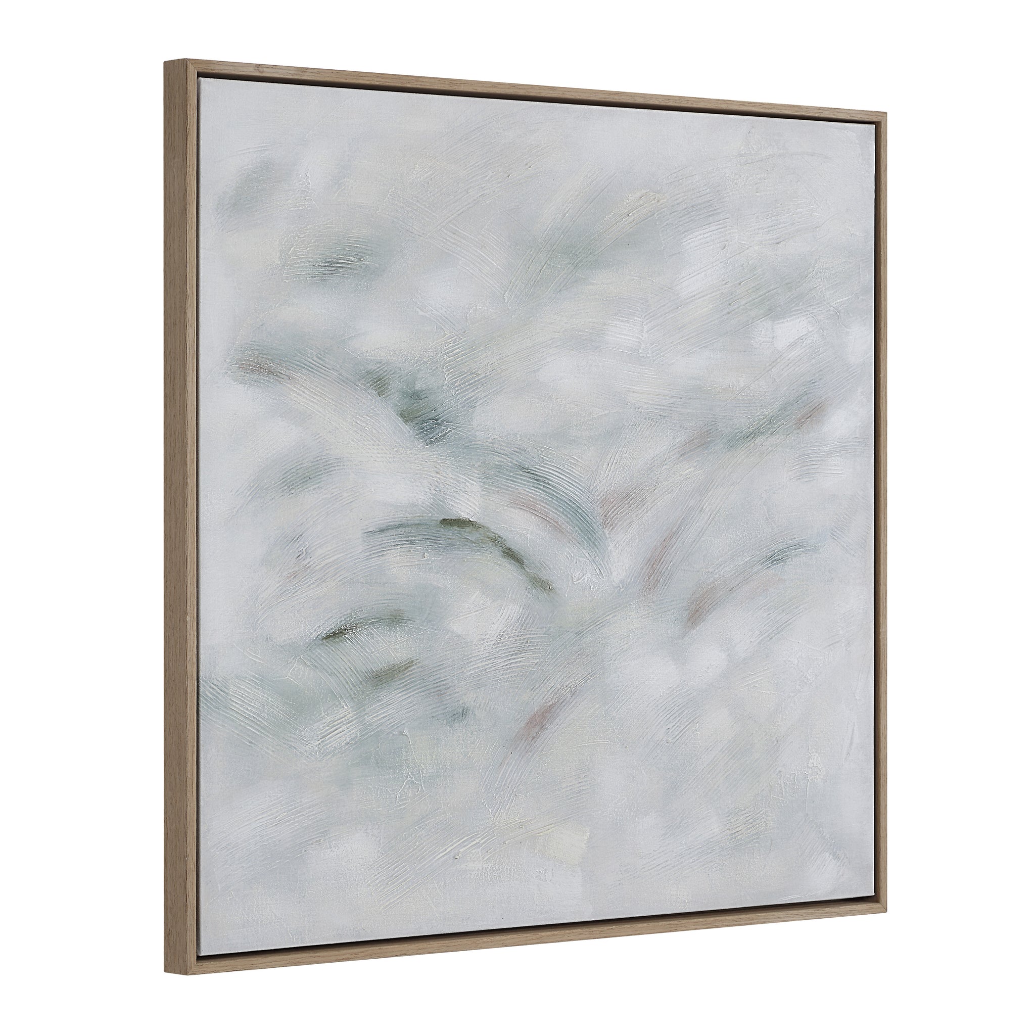 Side view of Becks canvas art by Renwil, featuring abstract gray patterns in a wooden frame.