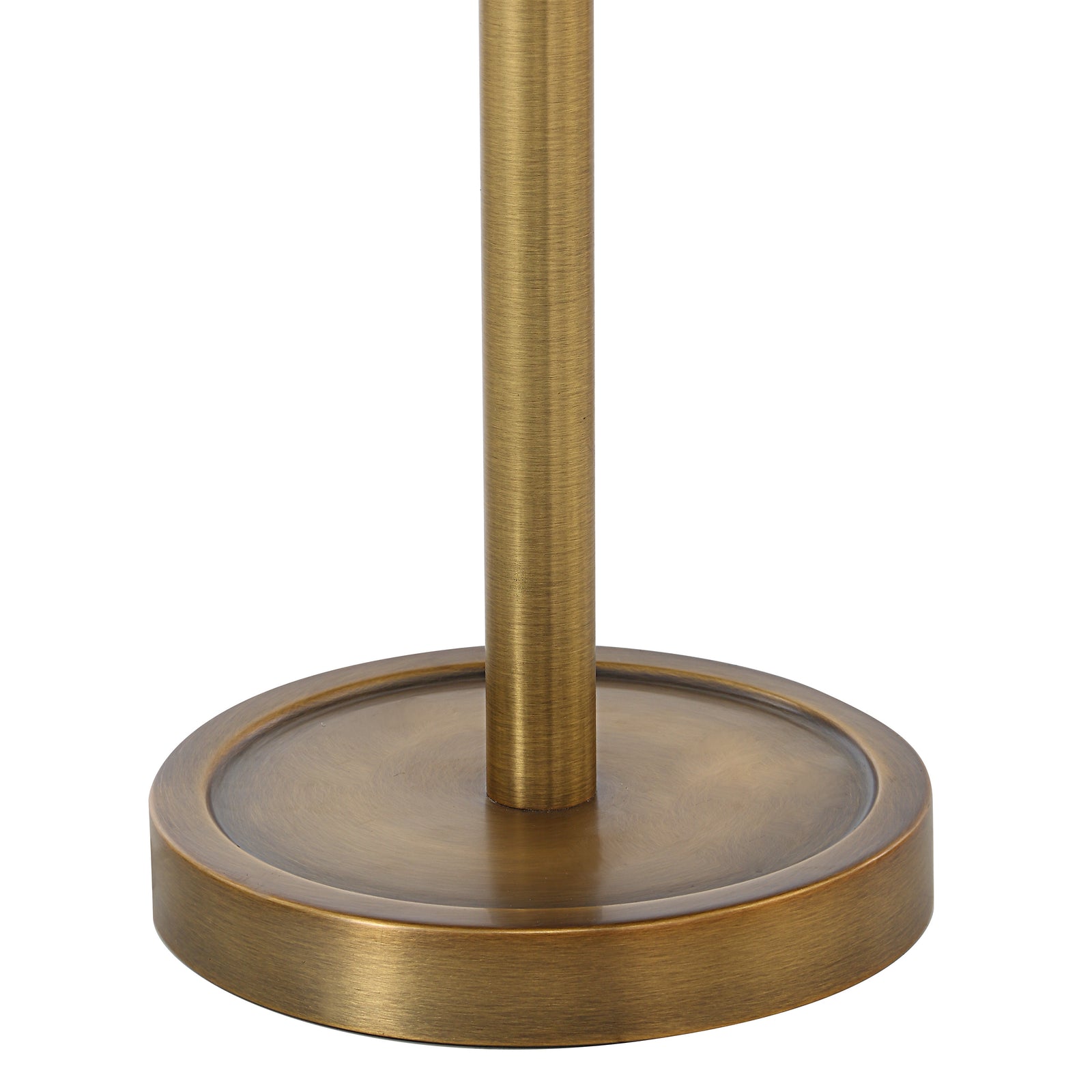 Halle Table Lamp in antique brass finish with a dome shade and circular base.