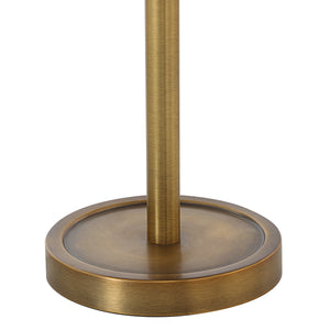 Halle Table Lamp base in antique brass, featuring a circular design and smooth finish.