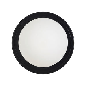 Sybil Wall Sconce viewed from above, featuring a black circular base and white glass shade