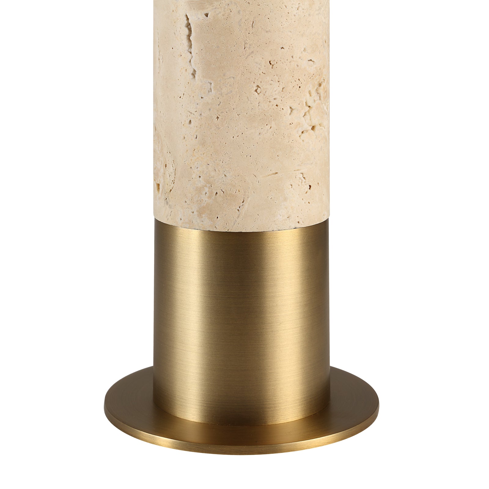 Amadora table lamp with a white fabric shade and beige stone base