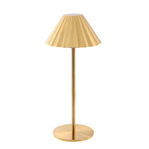 Ginevra table lamp by Renwil featuring a gold finish and elegant pleated design.