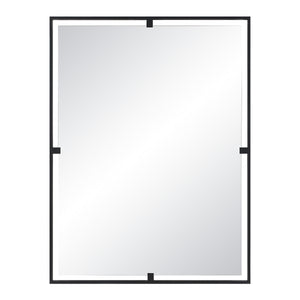 Marco Wall Mirror with a sleek black frame and clear reflective surface, front view.