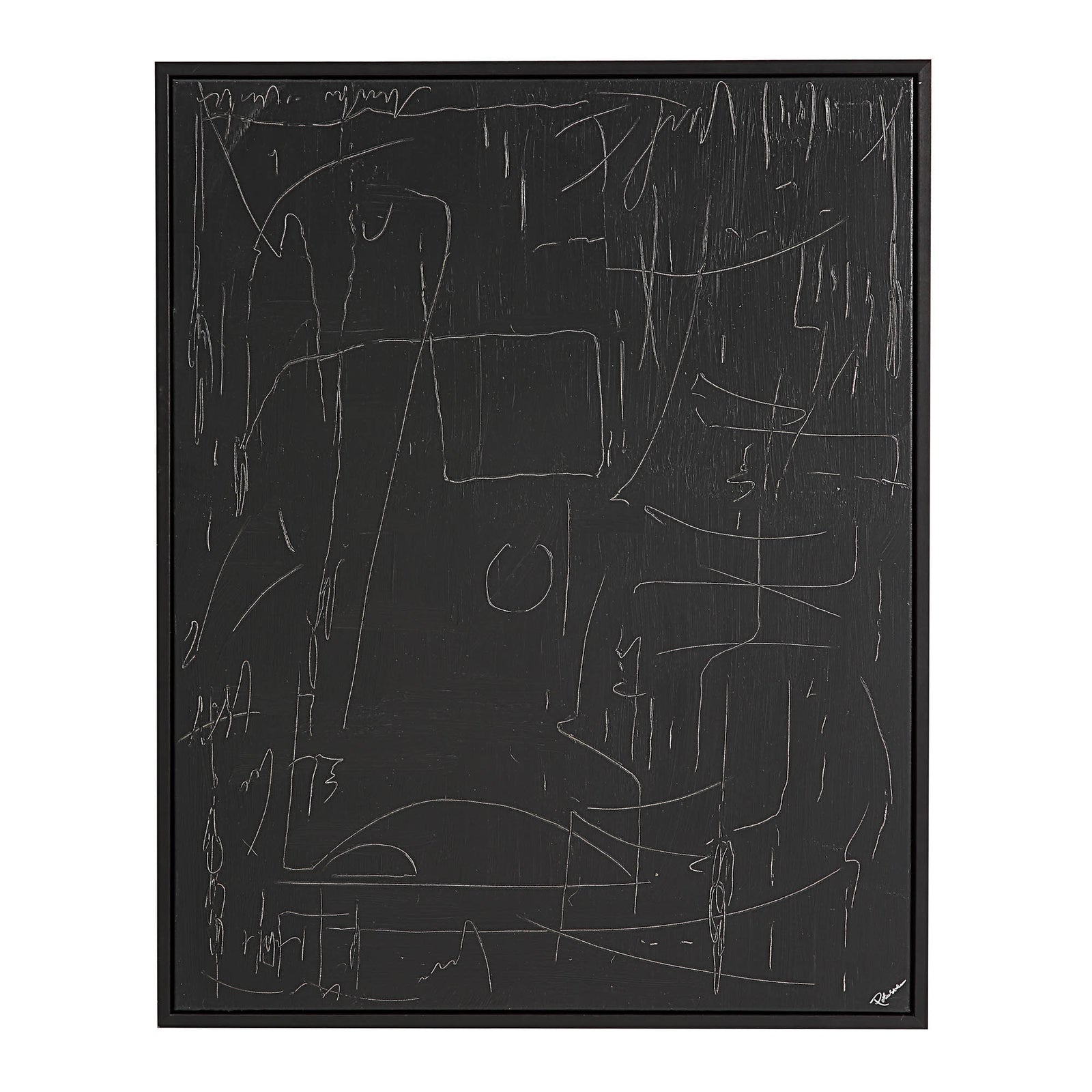 Haiku Canvas Art by Renwil featuring abstract white lines on a black background