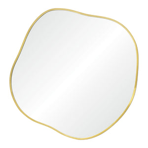 Nucleus Wall Mirror with a wavy gold frame and clear reflective surface