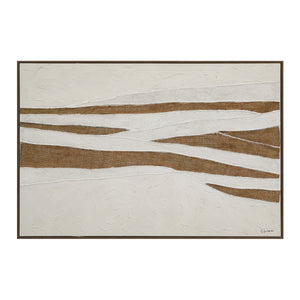 Muralis canvas art featuring abstract brown and white stripes on a textured background.