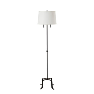 Ruslur floor lamp with a white shade and black metal base, standing upright.