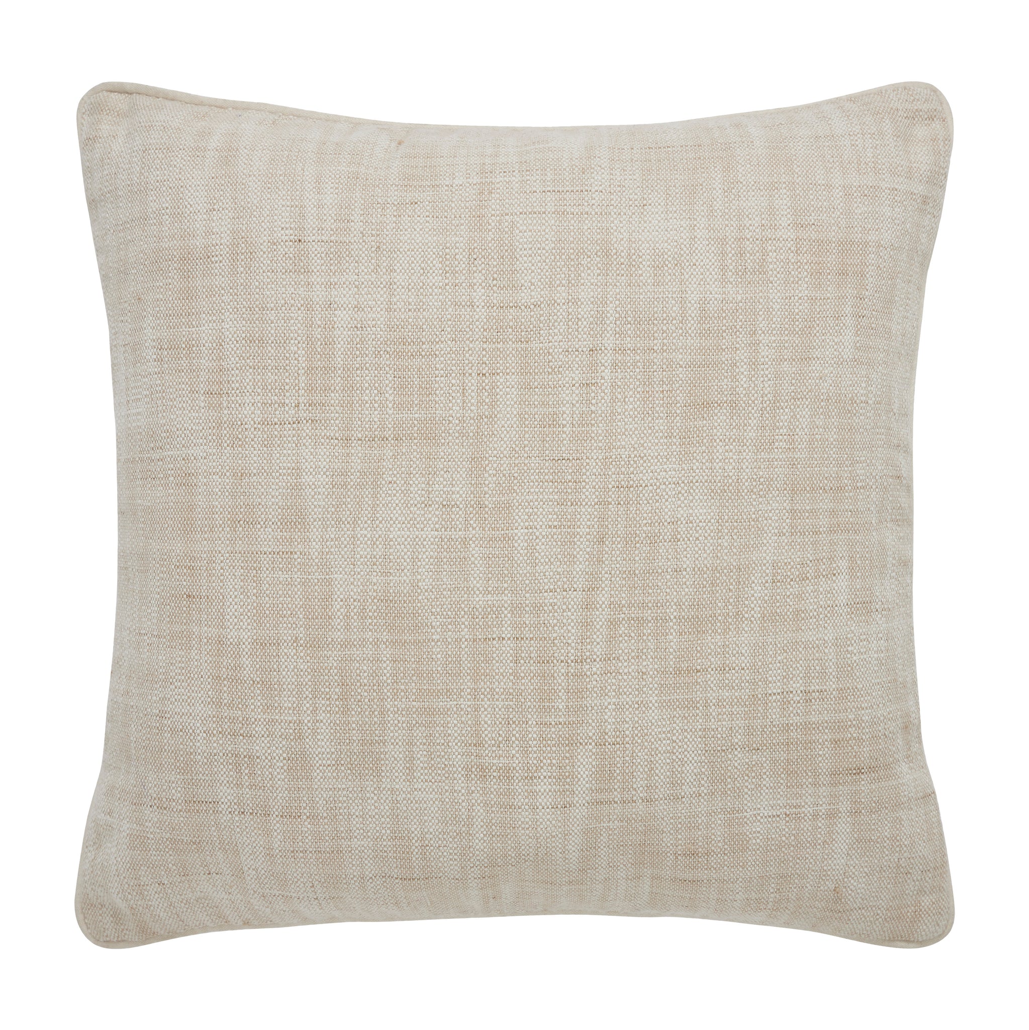 Amal indoor pillow in light beige with textured fabric surface.