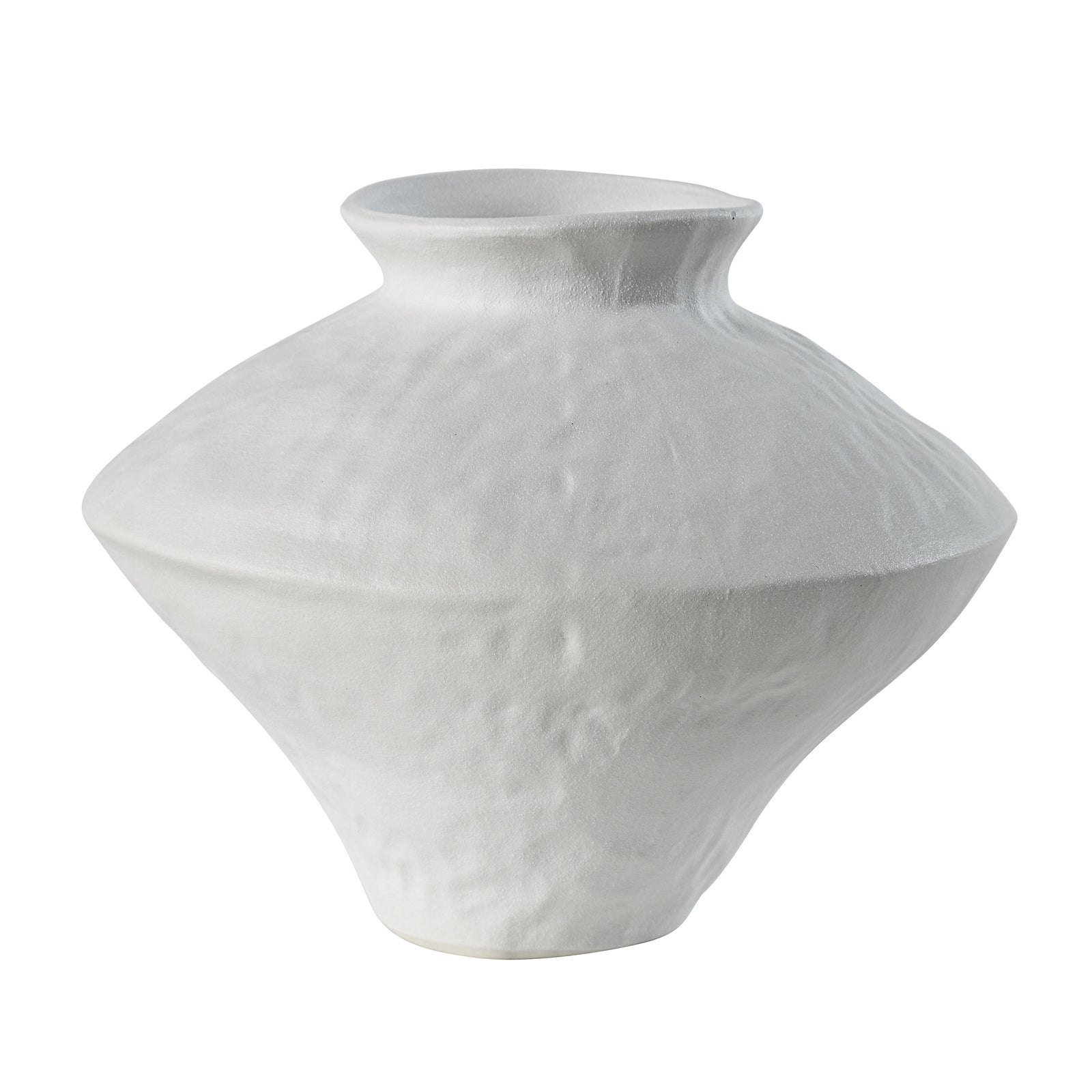 Mills Vase by Renwil, white ceramic vase with a textured surface and flared neck.