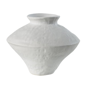 Mills Vase by Renwil, white ceramic vase with a textured surface and flared neck.