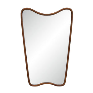 Reverie mirror with a unique wavy wooden frame and reflective surface