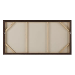 Back view of Westside canvas art with a wooden frame and support structure.