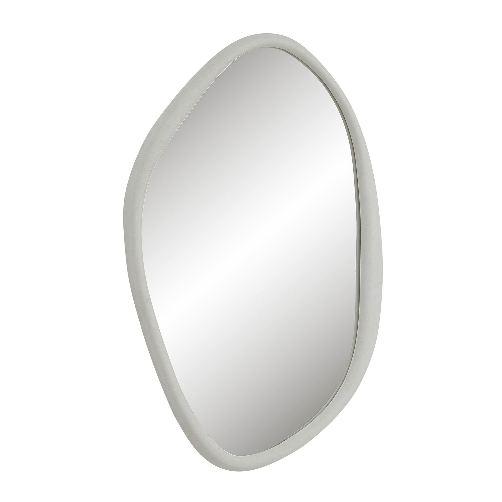 Folignio mirror with an organic shape and a smooth white frame