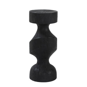 Severn by Renwil black wooden candle holder featuring a smooth, sculptural silhouette.