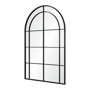 Atkinson Full Length Mirror viewed at an angle, featuring a black grid frame