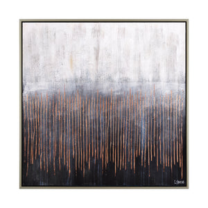 Flynn canvas art featuring abstract design with copper lines on a gray and black background.