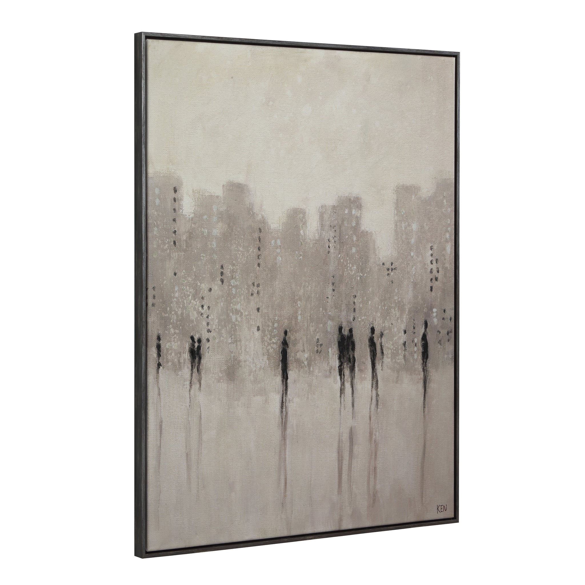 Storia canvas art showing abstract figures against a soft beige background