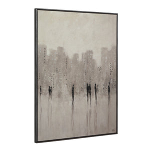 Storia canvas art showing abstract figures against a soft beige background