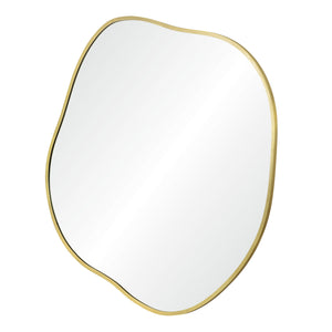 Nucleus Wall Mirror featuring a gold outline and smooth, organic shape