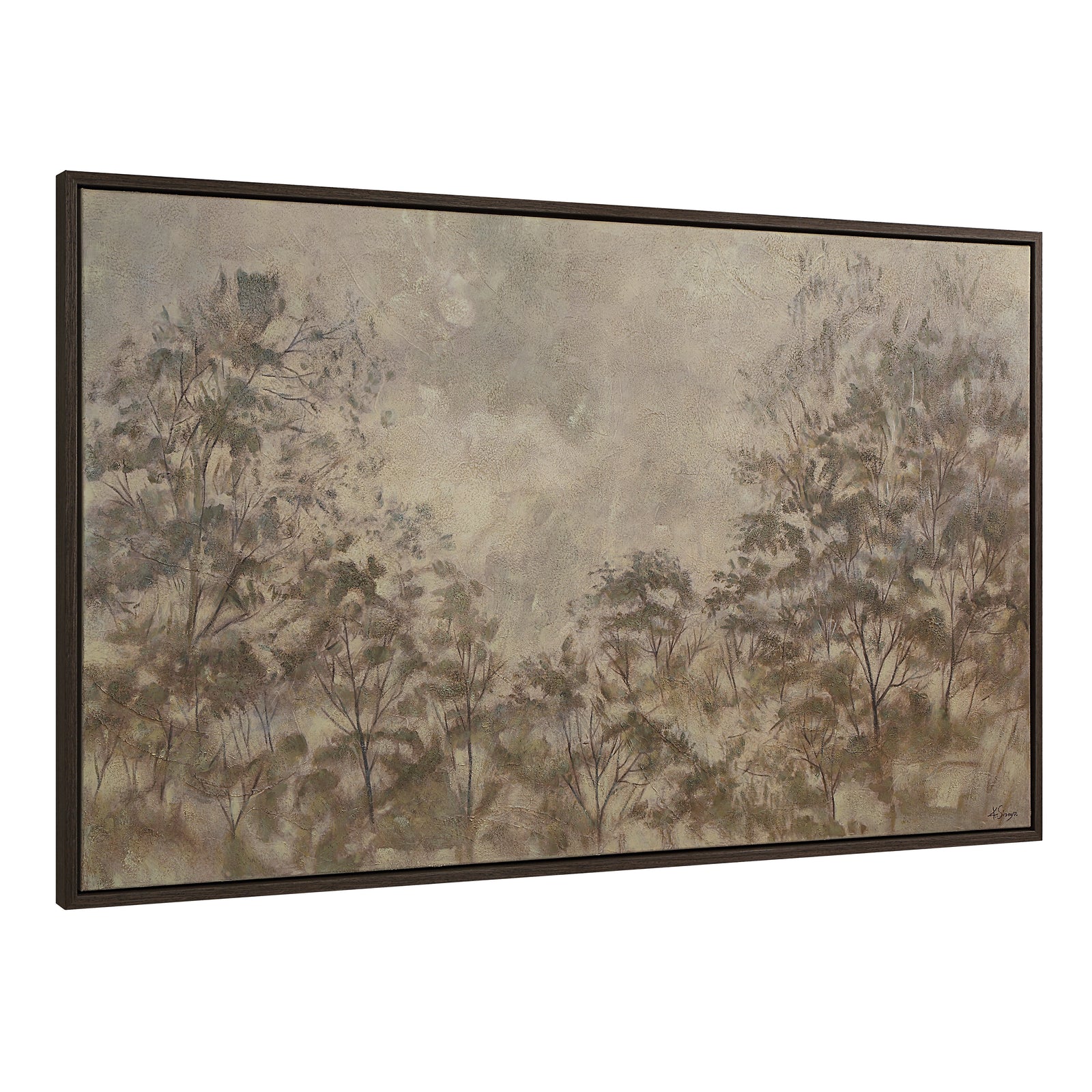 Toulouse canvas art featuring soft, muted colors and abstract tree silhouettes.
