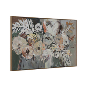 Paine canvas art showcasing a floral design with muted tones and a textured background.