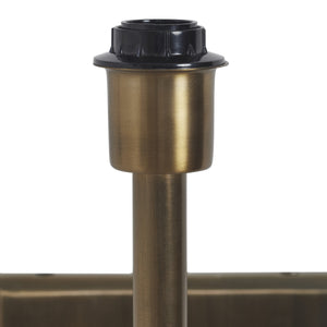 Solaria wall sconce featuring a sleek brass finish with a black top cap, showcasing a modern design.