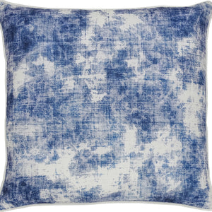 Skye pillow in blue and white abstract pattern, showcasing a textured design.