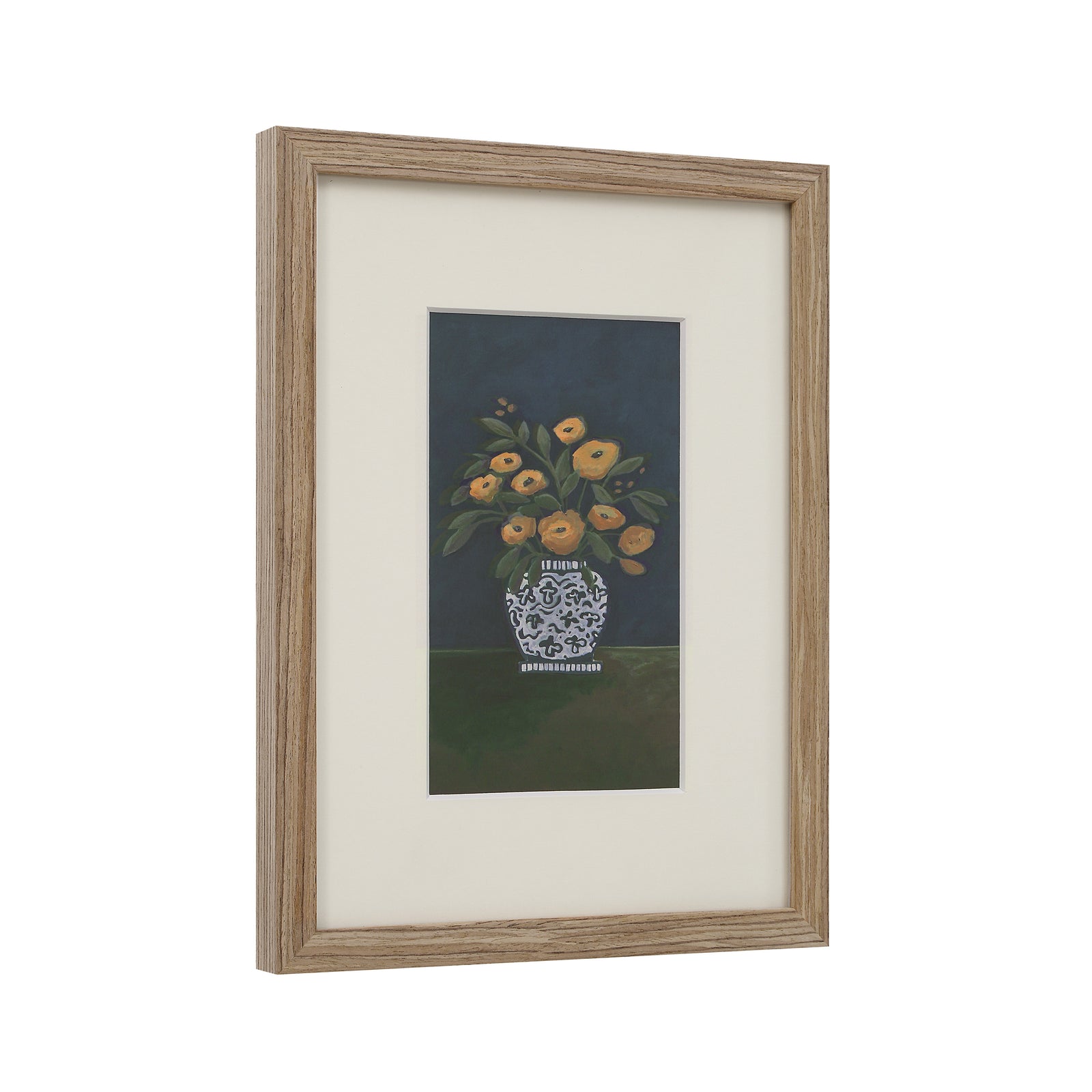 Henriette framed artwork featuring a vase of yellow flowers on a dark background