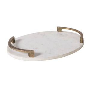 Bianca vase featuring a white marble surface and bronze handles, angled view.