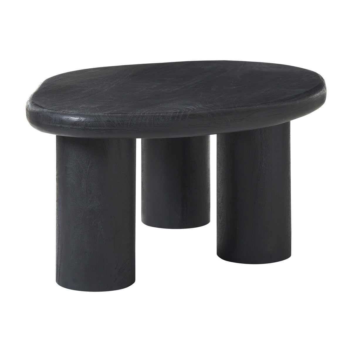 Rowe table in black with an oval top and three cylindrical legs
