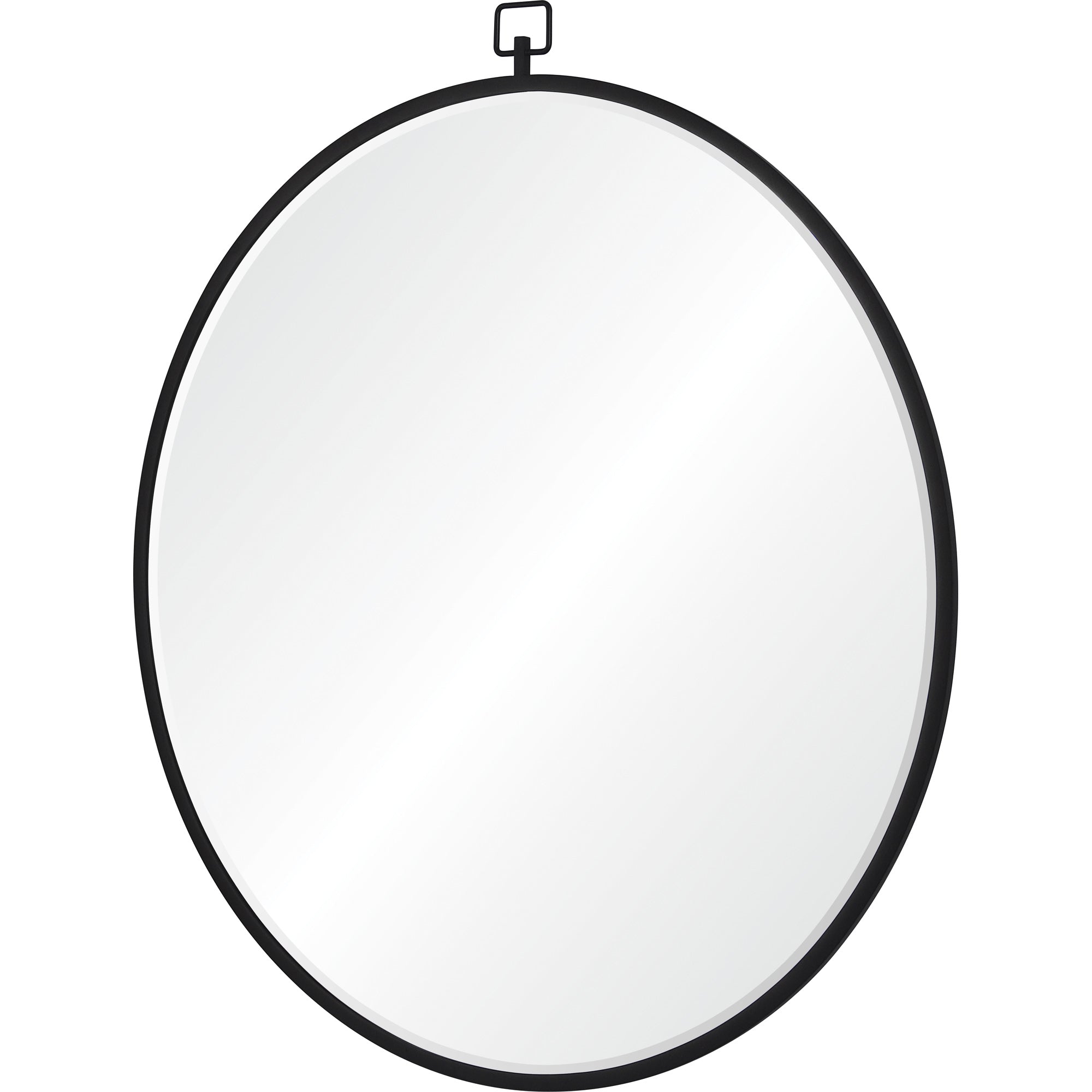 Rayden Wall Mirror in a round design, black metal frame, showcasing a smooth reflective surface.