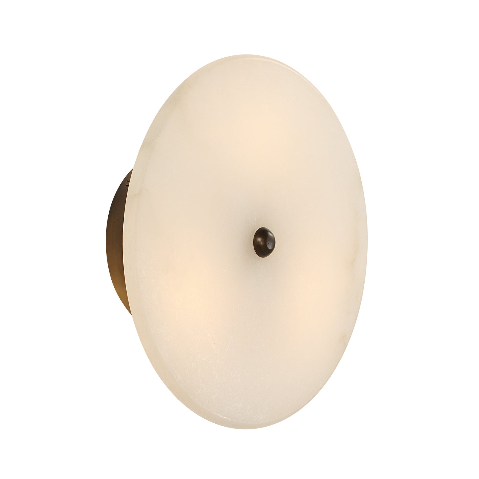 Lorenzo Wall Sconce with round white alabaster shade and dark bronze base