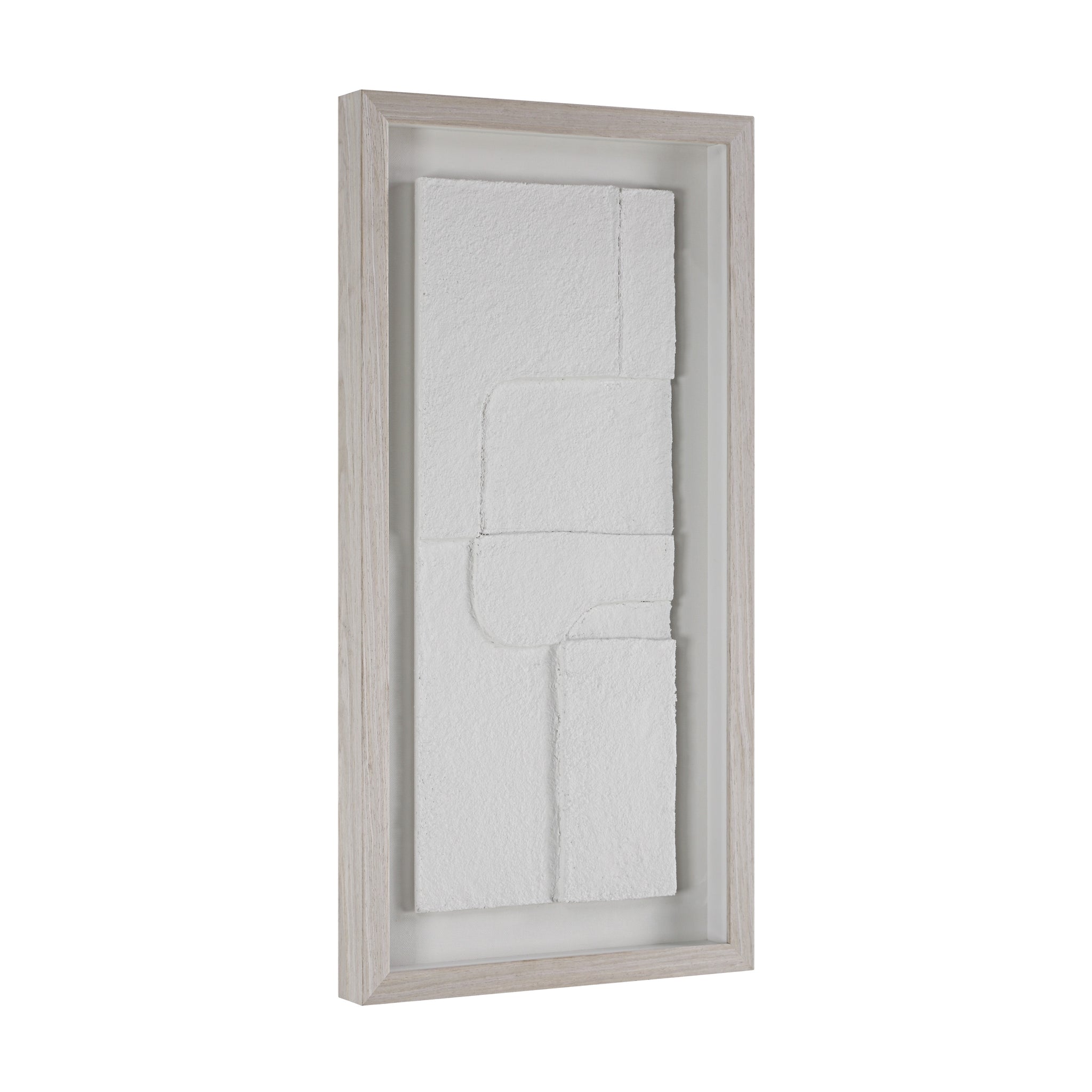 Arches wall art by Renwil featuring a white textured design in a light wood frame, angled view