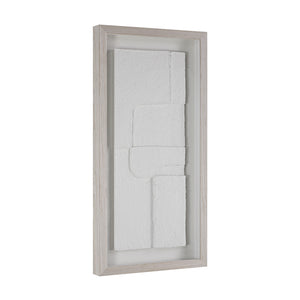 Arches wall art by Renwil featuring a white textured design in a light wood frame, angled view