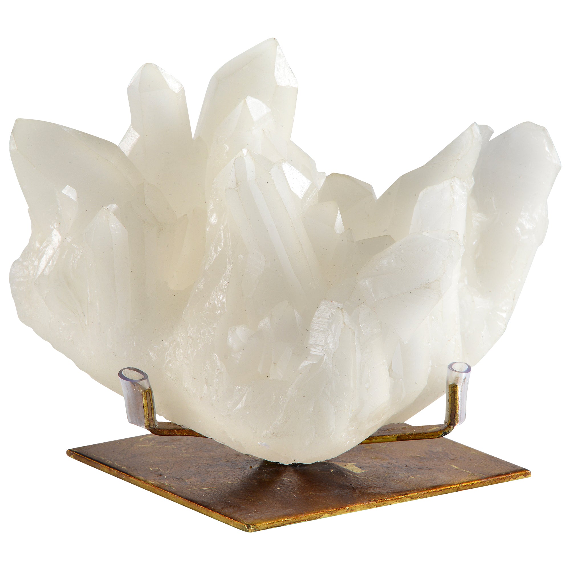 Broomfield Statue book holder showcasing a white crystal structure with a bronze base.