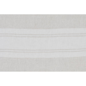 Close-up of Raelyn Indoor Pillow, highlighting the light gray fabric with white stripes.